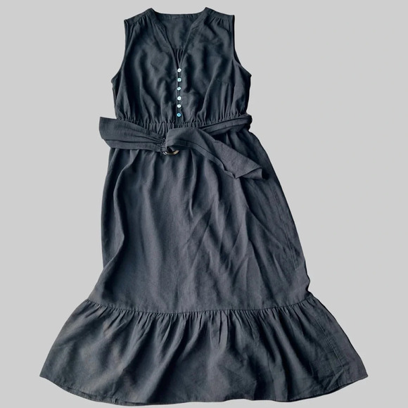 City Chic Black Sleeveless V Neck Midi Dress With Ruffles - Picture 4 of 13